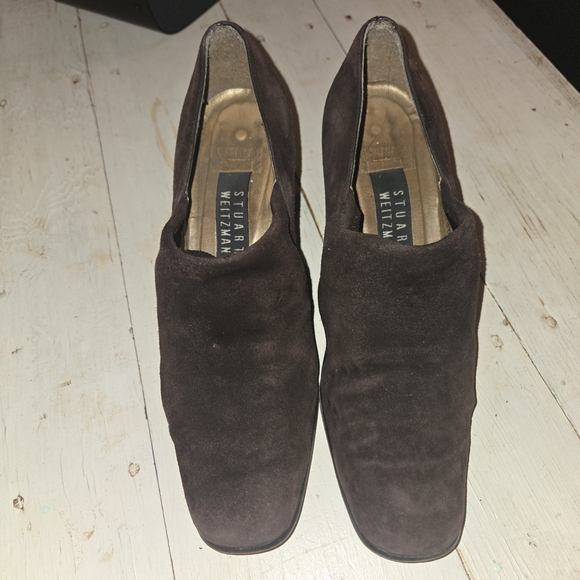 Stuart Weitzman Size 8 Dark Brown Suede Chunky Block 2.5" Heel GUC Fall Wedding - Picture 2 of 7